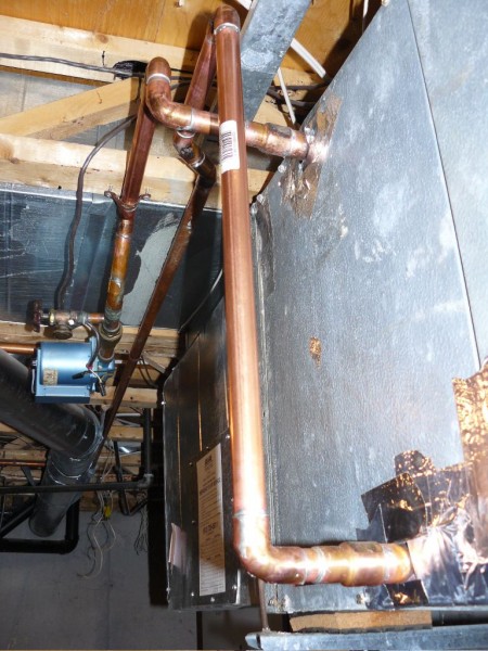 The new copper for the water to air heat exchanger coil
