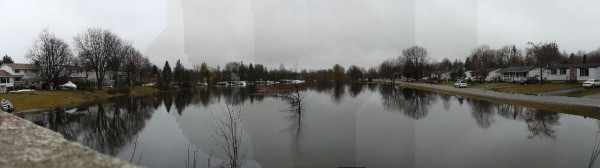 Panoramic view of the flooding of Kemptville Creek near Curry Park in 2008