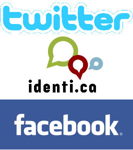 Facebook, Twitter and Identi.ca